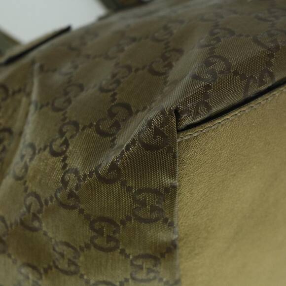 GUCCI GG Crystal Sherry Line Tote Bag Gold Tone Brown Gray - Picture 10 of 16